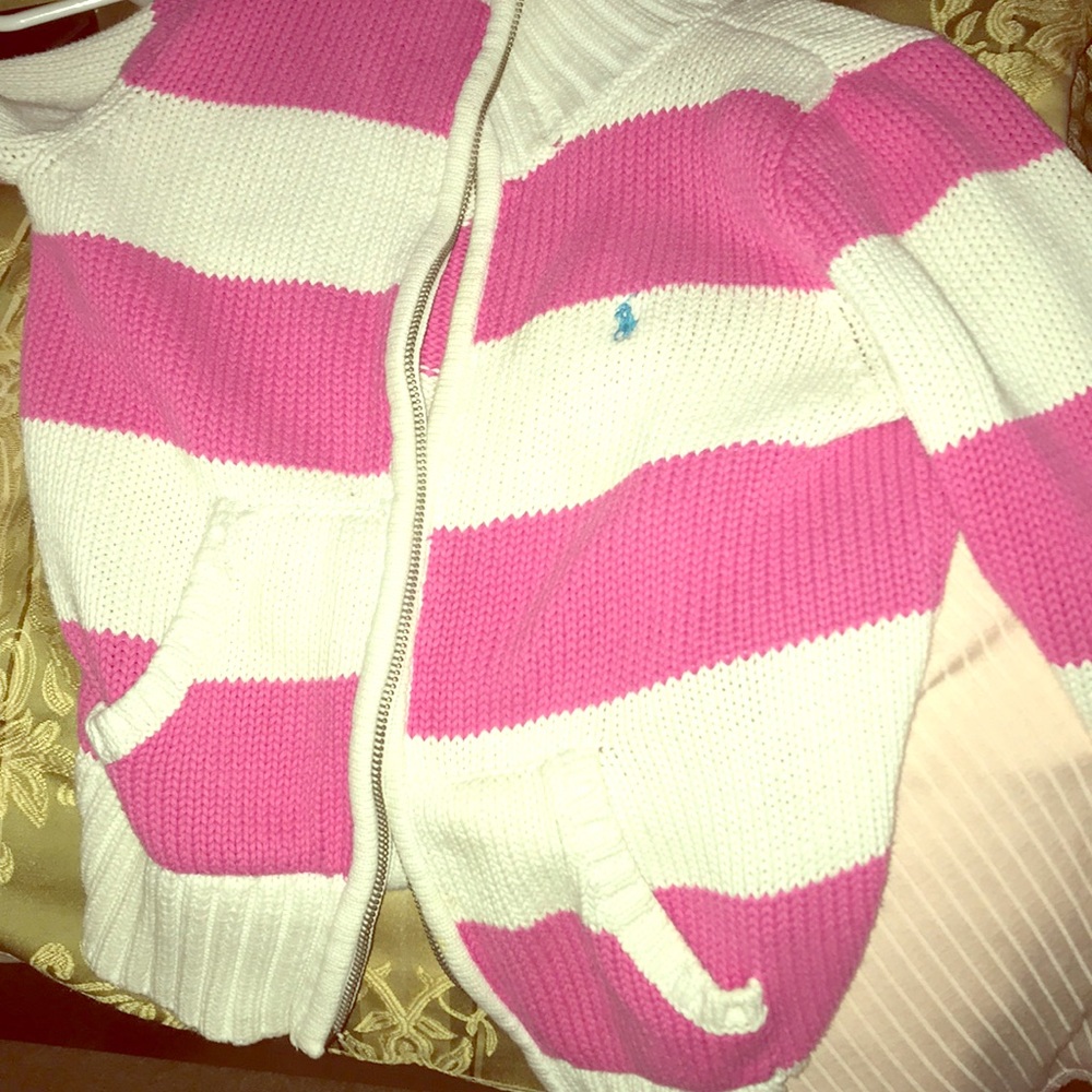 hot pink and white striped polo jacket